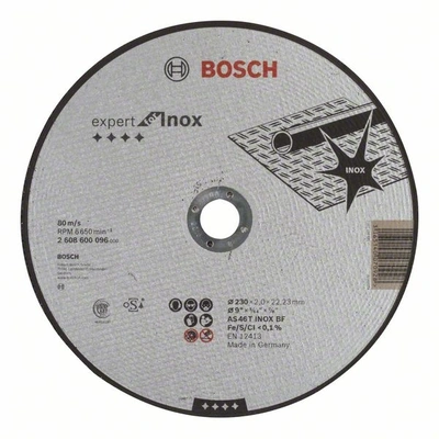 Відрізний круг Bosch Expert for Inox, 230x2x22,23 мм., прямий (2608600096)