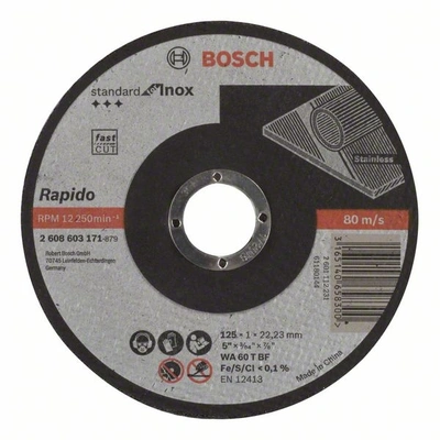 Відрізний круг Bosch Standard for Inox - Rapido, 125x1x22,23 мм., прямий (2608603171)