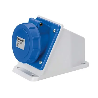 Стационарная розетка Elettrocanali 2P+E, 16A, 220...240В, IP67, наклонная (EC690511)