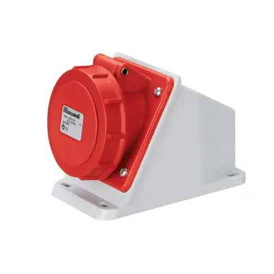 Стационарная розетка Elettrocanali 3P+N+E, 32A, 380...415В, IP67, наклонная (EC690591)