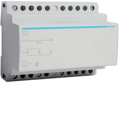 Трансформатор Hager 12/24В, 63ВА (ST315)