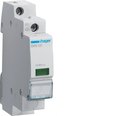 Індикатор LED Hager, 12...48В, AC/DC, зелений (SVN131)