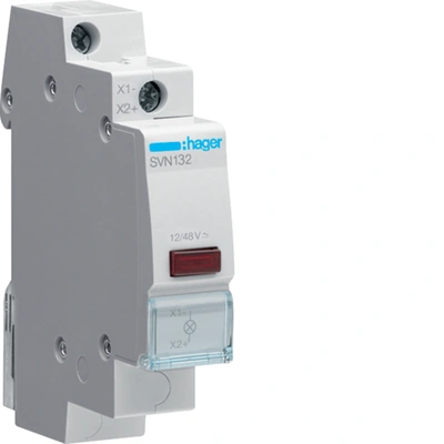 Индикатор LED Hager, 12...48В, AC/DC, красный (SVN132)