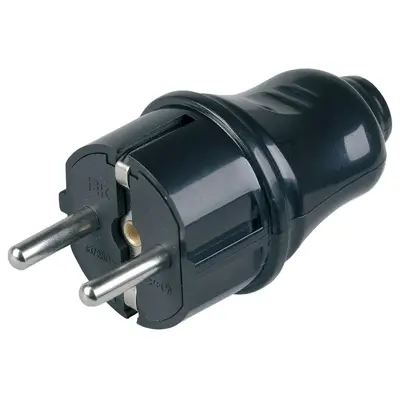 Вилка IEK ВПп10-02-Ст, 16А, розбірна, пряма, чорний (EVP10-16-01-K02)