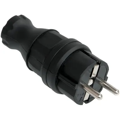 Вилка IEK ВБп3-1-0м, 16А, пряма, чорний (PKR01-016-2-K02)