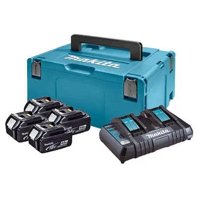 Базовий комплект Makita LXT Li-Ion, BL1840x4, DC18RD, Makpac3, 18В, 4,0 А·ч (197156-9)