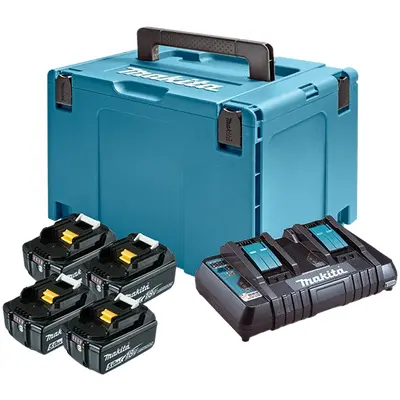 Аккумуляторная болгарка Makita LXT Li-Ion, BL1850Bx3, DC18RD, Makpac4 + DGA504Z, 18В, 5.0 А·ч (198844-1)