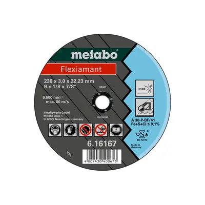 Відрізний круг Metabo Flexiamant 230x3,0x22,23, Inox, TF 41 (616167000)